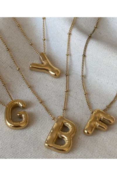 ELİF TAKI AKSESUAR قلادة صغيرة من الفولاذ على شكل فقاعة دوريكا بحرف Y