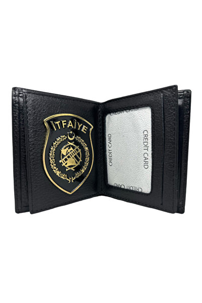 Trendcüzdan İTFAİYE SİYAH ROZET HAKİKİ DERİ