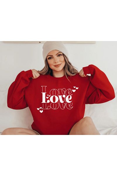 MAGORS STIL-X LOVE ПРИНТИРАН ОВЪРЗАЙЗ ПАМУЧЕН ЧЕРЕН И ЧЕРВЕН ЦВЯТ СПЕЦИАЛЕН СУИТШЪРТ ЗА ЛЮБОВНИК