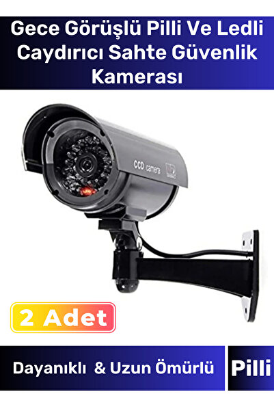 Carlburn Özel Ev Apartman Bahçe İş Yeri Gece Görüşlü Pilli Ledli Caydırıcı Sahte Güvenlik Kamerası 2'li Set
