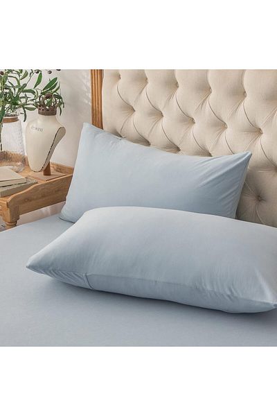 MERTİM Plain Cotton 2-Piece Pillow Case 50x70 Blue