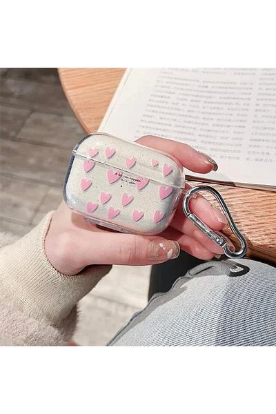 daystar Airpods Pro And Pro 2Compatible Tiny Pink Heart Transparent Headphone Case