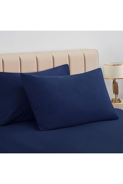 MERTİM Plain Cotton 2-Piece Pillow Case 50x70 Navy Blue