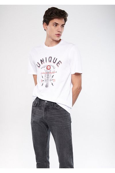 Mavi Μοναδικό εμπριμέ λευκό T-Shirt Slim Fit / Slim Fit 8811474-620