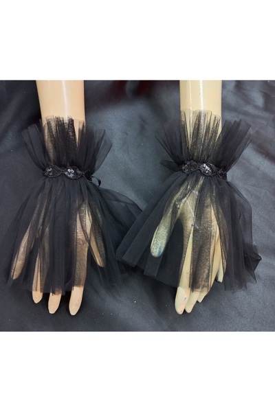 es moda shop Nomi payet güpür detaylı bağlamalı bileklik eldiven