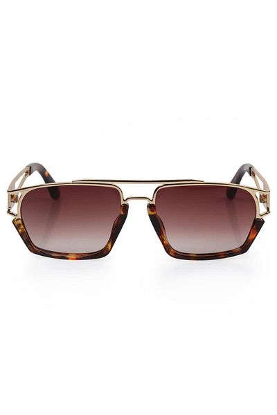 TomyHelf Unisex Sunglasses with Brown Lenses and Leopard-gold Frames