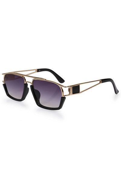 TomyHelf Unisex Sunglasses with Purple Glass and Black-gold Frame