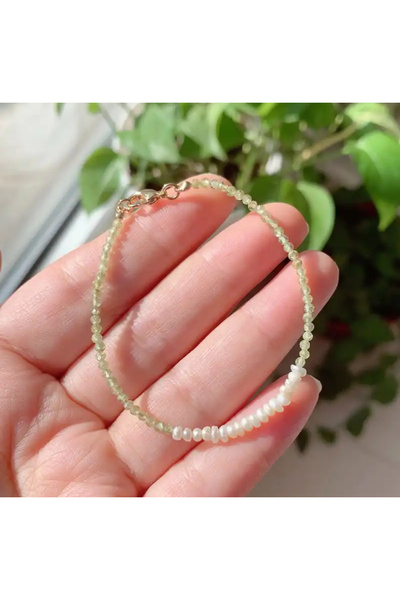 Hazeran accessories Gerçek Doğal Taşlı Taşlı Kum İncili Bileklik