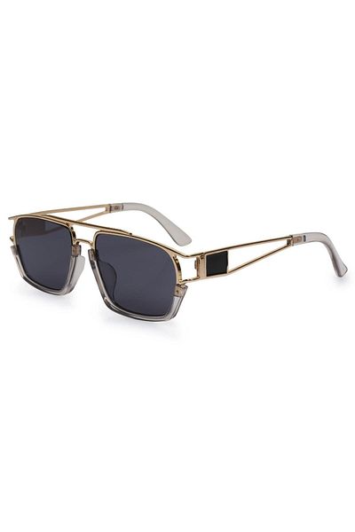 TomyHelf Unisex Sunglasses with Black Glass and Transparent-gold Frame