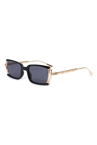 TomyHelf Black Frame Black Glass Metal Gold Handle Rectangular Women's Sunglasses