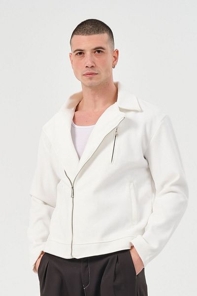 RELAXL Men's Stamped Sports Jacket Seasonal Zippered Ecru Regular Fit