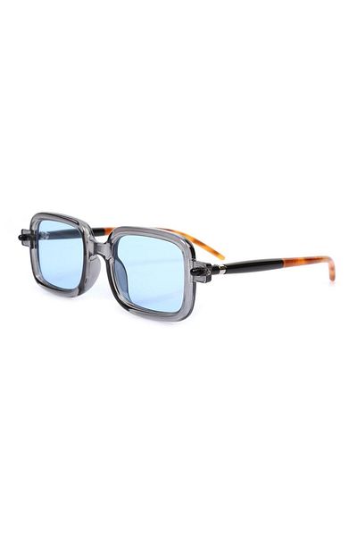 TomyHelf Women's Sunglasses Rectangle Transparent Blue Frame Blue Glass
