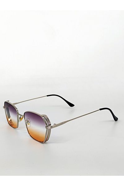 TomyHelf Rectangular Design Gray Metal Frame Black Gradient Glass Women's Sunglasses