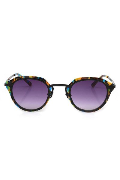 TomyHelf Women's Sunglasses with Purple Lenses and Patterned Frames