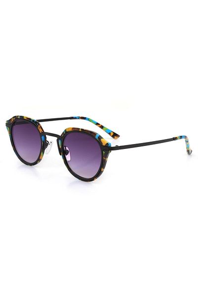 TomyHelf Women's Sunglasses with Purple Lenses and Patterned Frames