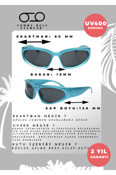 TomyHelf Bisikletçi Gözlüğü Eflatun Çerçeve Siyah Cam Rüzgar Korumalı