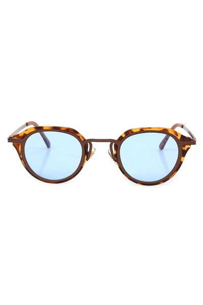 TomyHelf UV400 Protected Leopard Frame Blue Glass Oval Women's Sunglasses