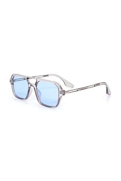 TomyHelf Gray Transparent Frame Blue Glass Rectangle Women's Sunglasses