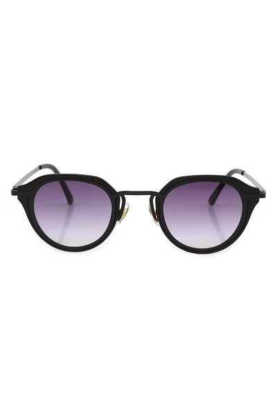 TomyHelf Uv400 Protected Black Frame Gradient Black Glass Oval Women's Sunglasses