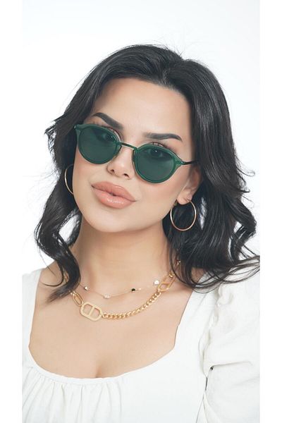 TomyHelf Women's Sunglasses Oval Green Frame Green Glass