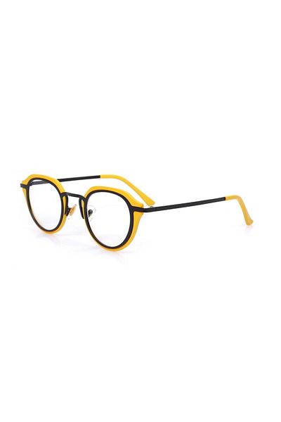 TomyHelf Blue Light Protection Yellow Black Frame Oval Women's Glasses