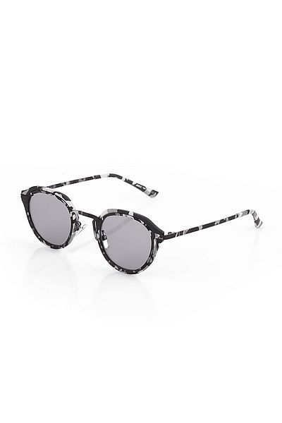 TomyHelf Women's Sunglasses Oval Zebra Frame Black Glass