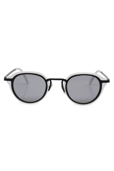TomyHelf Uv400 Protected Black-white Frame Black Glass Oval Women's Sunglasses