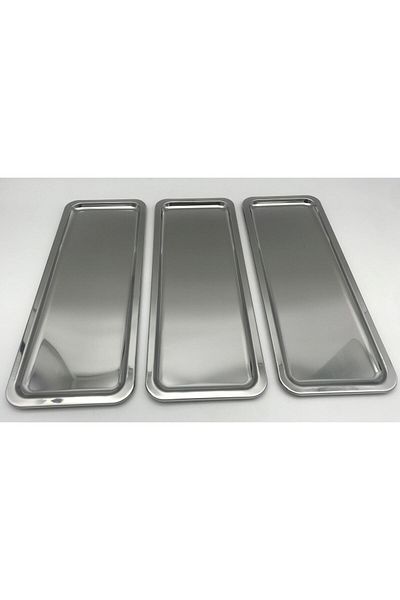 Fiyakalı Ürünler Atölyesi 3-Piece Stainless Steel Breakfast, Tea Tray, Coffee Tray, Presentation Tray, Gift Tray, Bathroom Tray