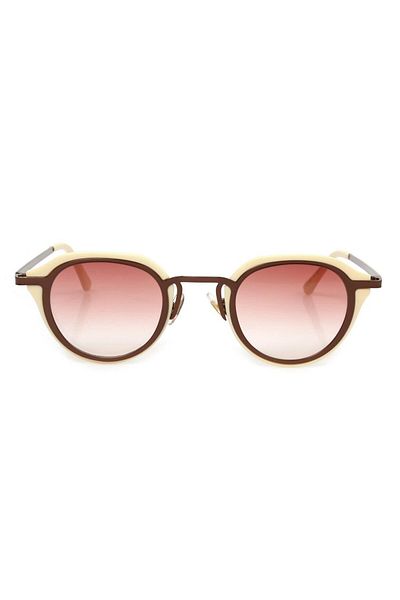 TomyHelf Brown Frame Brown Glass Oval Women's Sunglasses