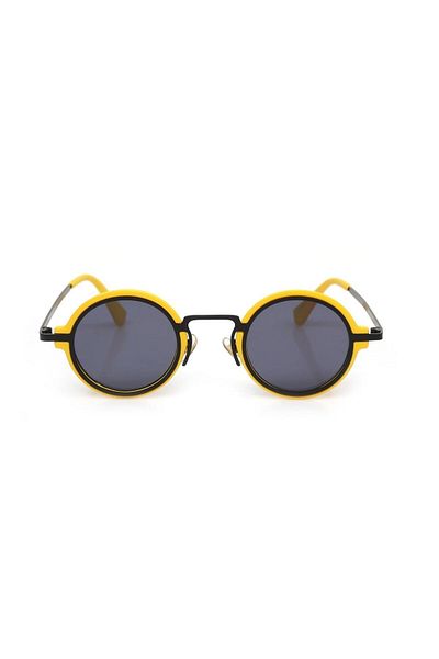 TomyHelf UV400 Protected Yellow Frame Black Frame Round Women's Sunglasses