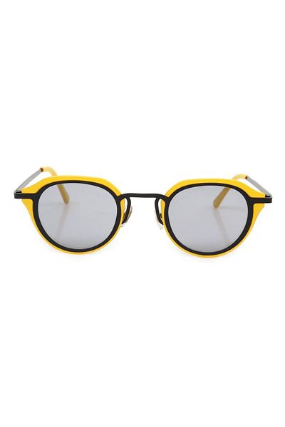 TomyHelf Uv400 Protected Yellow Frame Black Glass Oval Women's Sunglasses