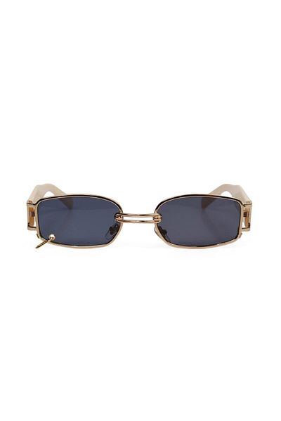 TomyHelf Women's Sunglasses Retro Rectangular Cream Frame Black Glass with Ring No Logo