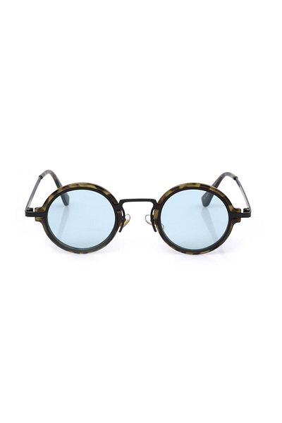 TomyHelf UV400 Protected Leopard Frame Green Glass Round Women's Sunglasses