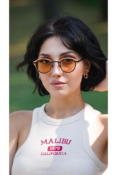 TomyHelf نظارة شمسية نسائية بإطار برتقالي من الزجاج المدخن