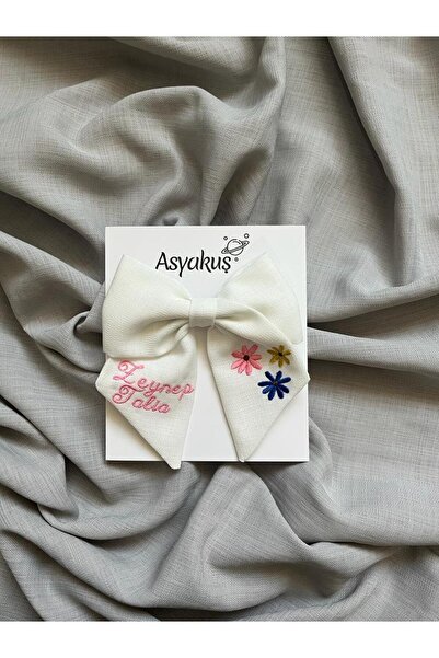asyakuş زهرة مطرزة ونمط الاسم مشبك القوس التلقائي