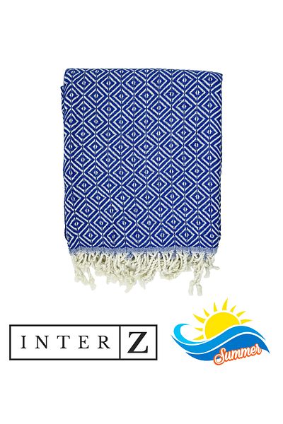 INTER Z Πετσέτα μπάνιου και παραλίας Peshtemal, 100% βαμβάκι, Xxl 100x180 cm, Bodrum, Navy Blue