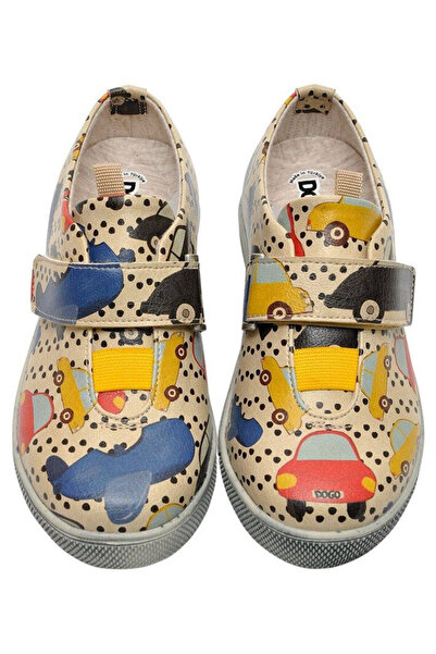 Dogo Kids Vegan Leather Beige Velcro Sneakers - Just Go Somewhere Design