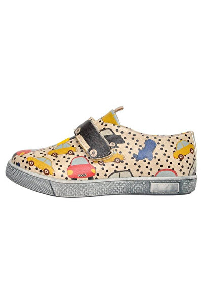 Dogo Kids Vegan Leather Beige Velcro Sneakers - Just Go Somewhere Design