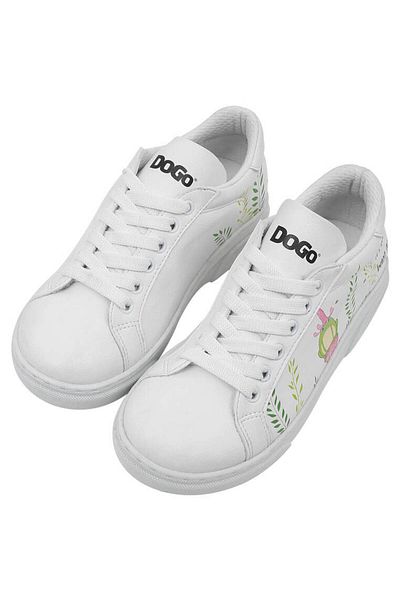 Dogo Pantofi albi din piele vegană unisex pentru copii - nu este ușor de design verde