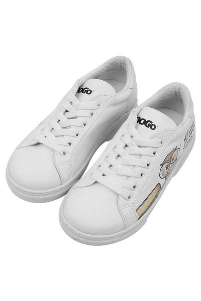 Dogo Pantofi albi din piele vegană pentru copii unisex - The Wise Owl Design