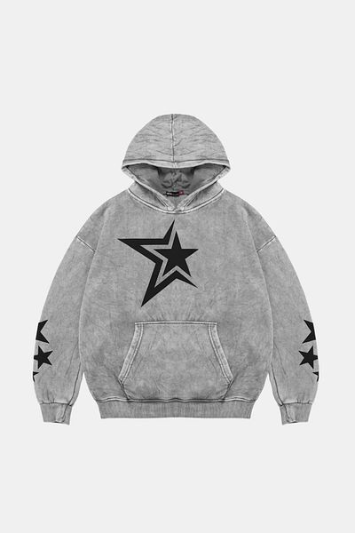 Sekizbiraltı 816 Stars Printed - Washable White Oversize Unisex Hoodie