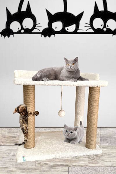 Nursoft Cat Scratcher with Terrace and Sleeping Pompom