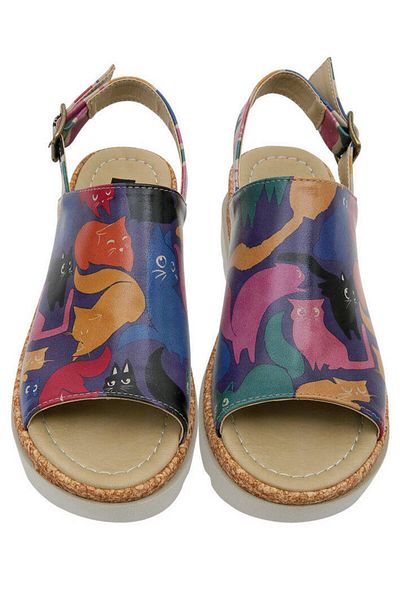 Dogo Women's Vegan Leather Multicolored Thick Sole Sandals - Clowder Design