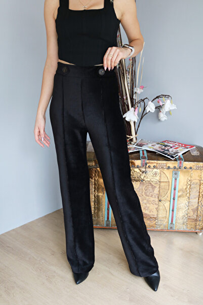 FİRST CHANCE Kadife Pantolon Siyah