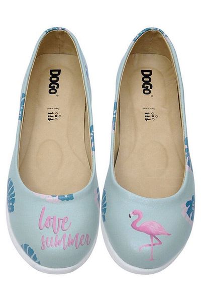 Dogo Dámské veganské kožené modré baleríny - Love Summer Design
