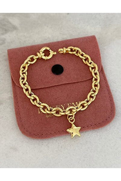 emy by emel luxury silver jewelry Altın Kaplama Yıldızlı Gemici Kilitli Bilek...