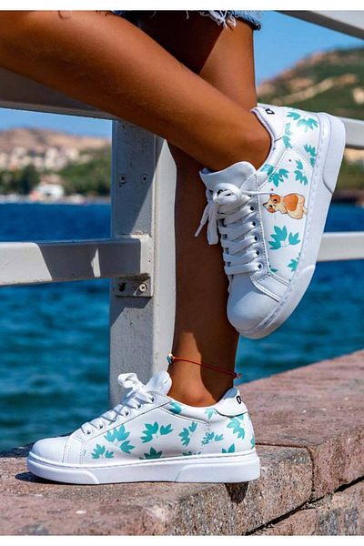 Dogo Pantofi albi din piele vegană unisex pentru copii - Everything Is Gonna Be Purrfect Design