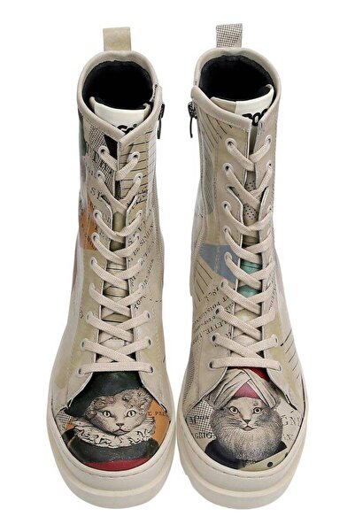 Dogo Kadın Vegan Deri Bej Fermuarlı Uzun Bot - Mon Cher Tasarım