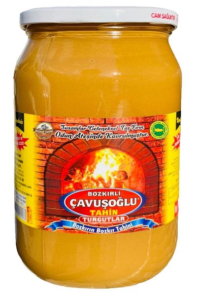 Bozkırlı Çavuşoğlu Double Roasted Pealess Steppe Tahini on Wood Fire 600g Glass Jar