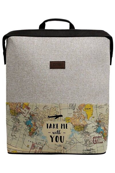 Dogo Unisex Vegan Gri Sırt Çantası - Take Me With You Tasarım